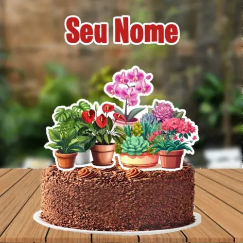 Topo de Bolo Plantas - Ref 5865 Arquivo Digital