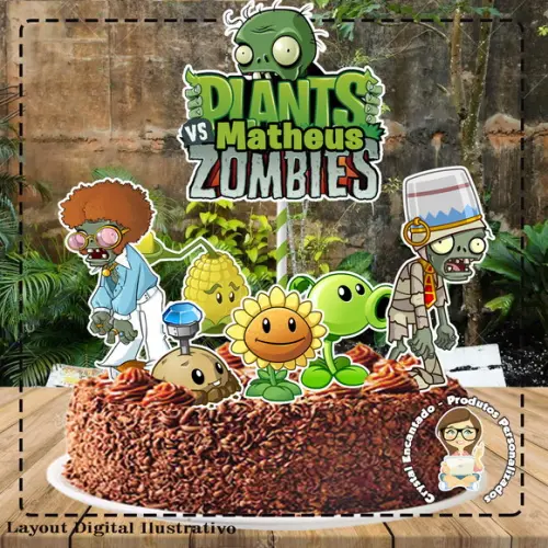 Topo de Bolo Plants Vz Zombie- Ref 4721 Arquivo Digital