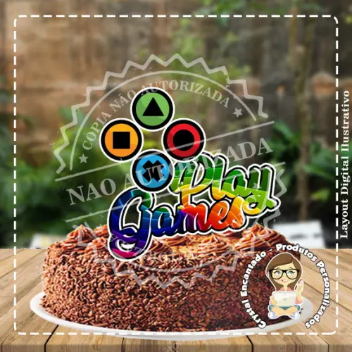 Topo de Bolo Play Games - Ref 2105 Arquivo Digital