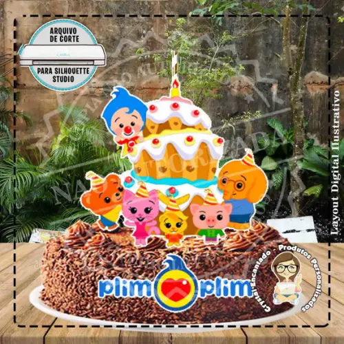 Topo de Bolo Plim Plim - 4627 Arquivo Digital