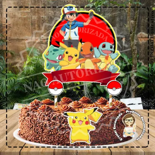 Topo de Bolo Pokemon - 3041 Arquivo Digital