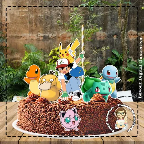 Topo de Bolo Pokemon - 4736 Arquivo Digital