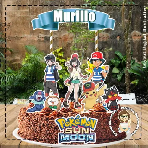 Topo de Bolo Pokemon - 4739 Arquivo Digital