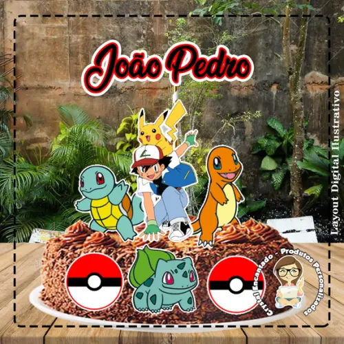 Topo de Bolo Pokemon - 4738 Arquivo Digital