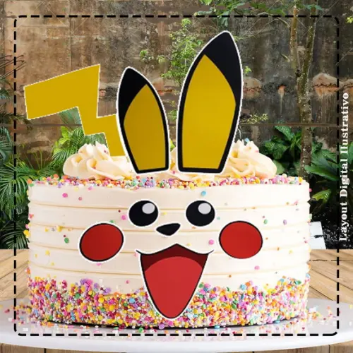 Topo de Bolo Pokemon Picachu - 4734 Arquivo Digital
