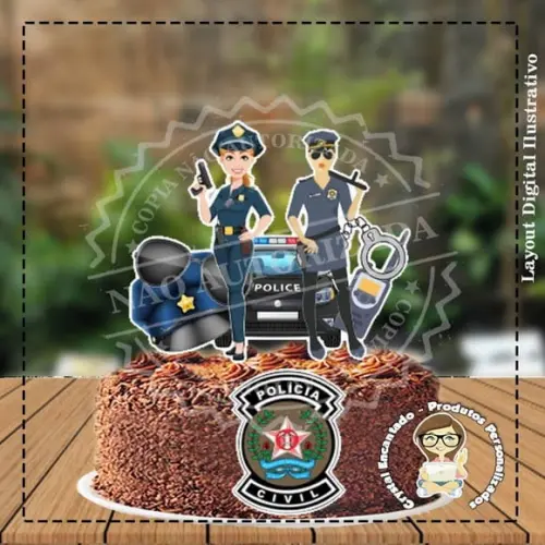 Topo de Bolo Policia Civil Minas - Ref 3382 Arquivo Digital