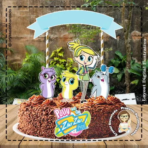 Topo de Bolo Polly Pocket Zhu Zhu- 4746 Arquivo Digital