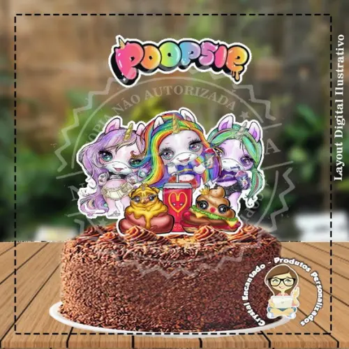 TOPO DE BOLO POOPSIE UNICORNIO - REF 3380 ARQUIVO DIGITAL