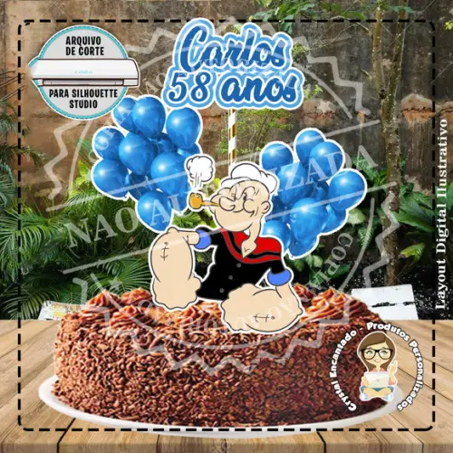 Topo de Bolo Popeye - Ref 2386 Arquivo Digital