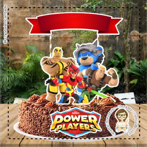 Topo de Bolo Power Players - Ref 4760 Arquivo Digital