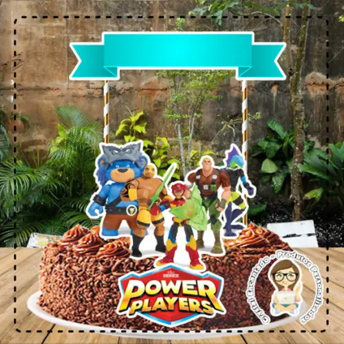 Topo de Bolo Power Players - Ref 4762 Arquivo Digital