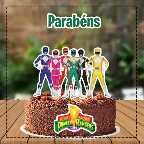 Topo de Bolo Power Rangers 4865 Arquivo Digital