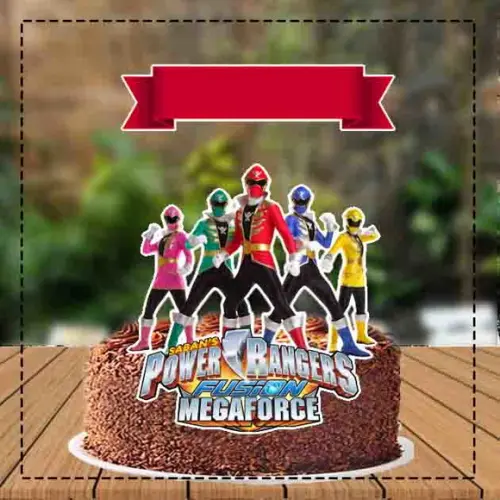 Topo de Bolo Power Rangers Mega Force - 3804 Arquivo Digital