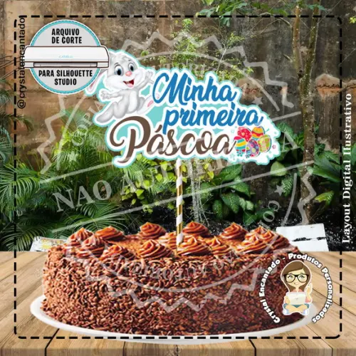 Topo de Bolo Primeira Pascoa - 4662 Arquivo Digital