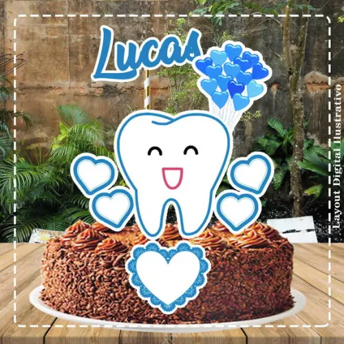 Topo de Bolo Primeiro Dentinho Menino - 1357 Arquivo Digital