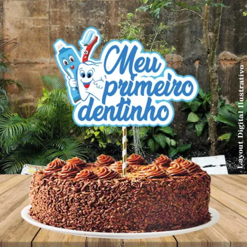Topo de Bolo Primeiro Dentinho Menino - 1360 Arquivo Digital