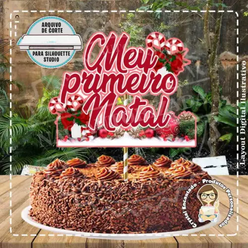 Topo de Bolo Primeiro Natal - Ref 4767 Arquivo Digital