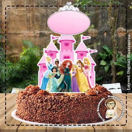 Topo de Bolo Princesa Disney - Ref 1343 Arquivo Digital