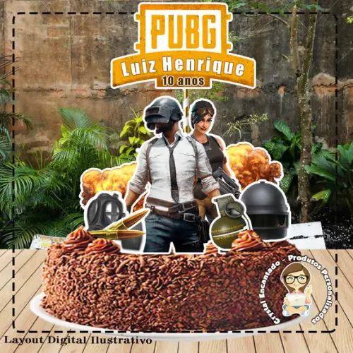 Topo de Bolo Pubg - Ref 1769 Arquivo Digital