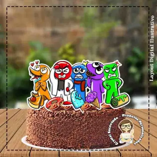 Topo de Bolo Rainbow Friends Ref 1598 Arquivo Digital