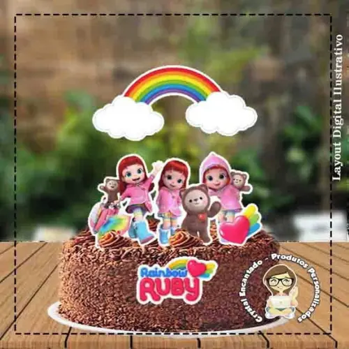 Topo De Bolo Rainbow Ruby - Ref 3828 Arquivo Digital