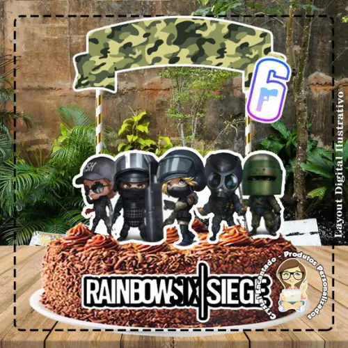 Topo de Bolo Rainbow Six Siege - Ref 3989 Arquivo Digital
