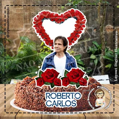 Topo de Bolo Roberto Carlos - Ref 1877 Arquivo Digital