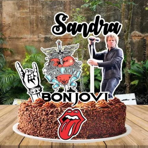 Topo de Bolo Rock Bon Jovi - 0830 Arquivo Digital