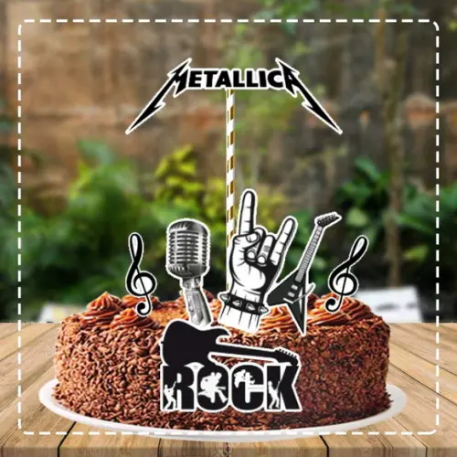 Topo de Bolo Rock Metalica - 0831 Arquivo Digital