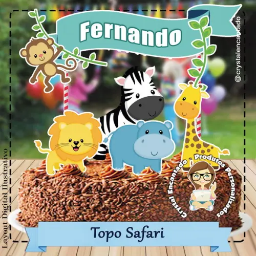 Topo de Bolo Safari - Ref 1707 Arquivo Digital