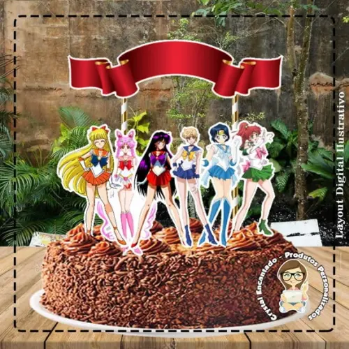 Topo de Bolo Sailor Moon - Ref 4888 Arquivo Digital