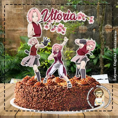 Topo de Bolo Sakura - Ref 4852 Arquivo Digital