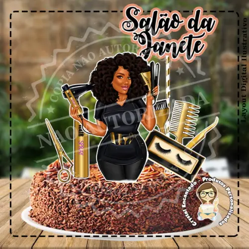 Topo de Bolo Salao de Beleza - Ref 2836 Arquivo Digital