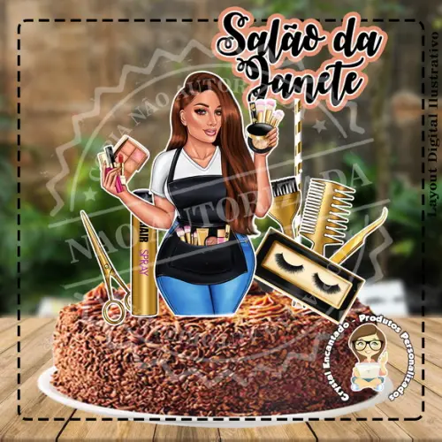 Topo de Bolo Salao de Beleza - Ref 2835 Arquivo Digital