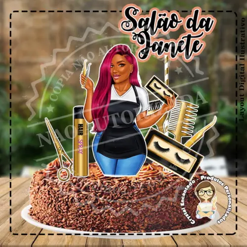 Topo de Bolo Salao de Beleza - Ref 2837 Arquivo Digital