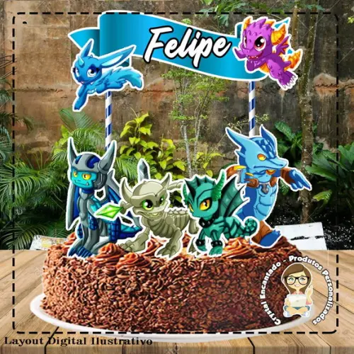 Topo de Bolo Skylanders - Ref 4961 Arquivo Digital