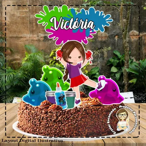 Topo de Bolo Slime - Ref 4963 Arquivo Digital