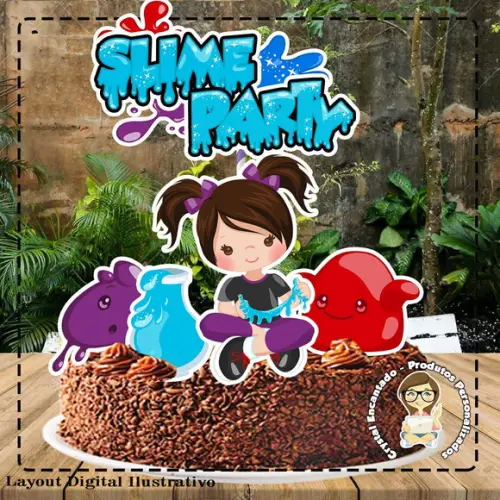Topo de Bolo Slime - Ref 4962 Arquivo Digital