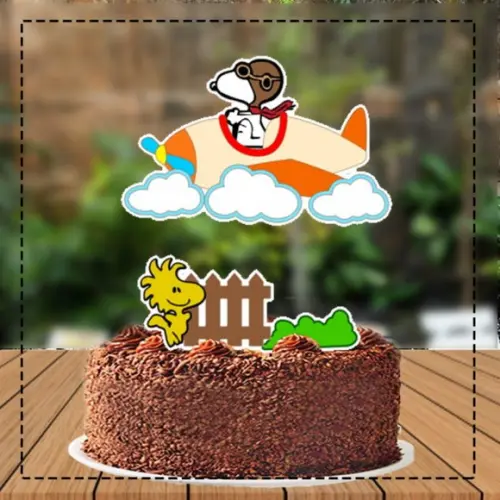 Topo de Bolo Snoopy Avião - 4638 Arquivo Digital