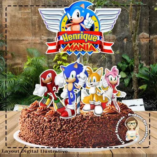 Topo De Bolo Sonic - Ref 1671 - Arquivo Digital