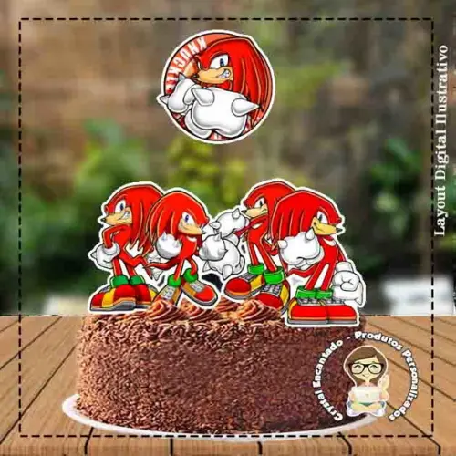 Topo de Bolo Sonic Knuckles - Ref 1600 Arquivo Digital