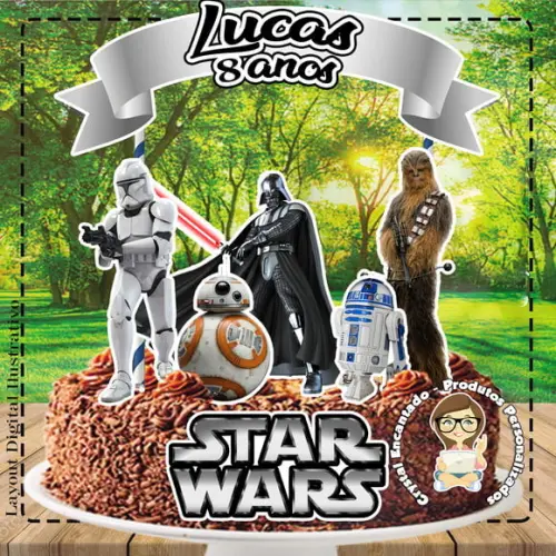 Topo de Bolo Star Wars - Ref 2178 Arquivo Digital