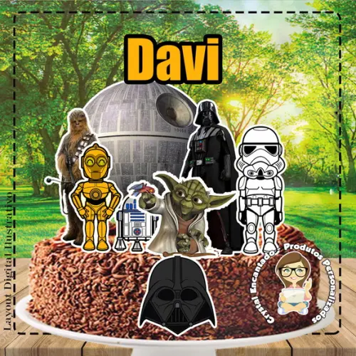Topo de Bolo Star Wars - Ref 2179 Arquivo Digital