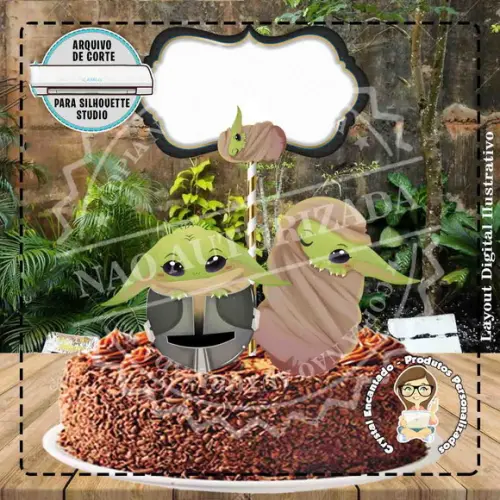 Topo de Bolo Star Wars Yoda Baby - Ref 2223 Arquivo Digital