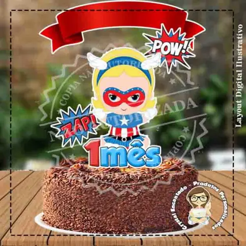 Topo de Bolo Super Heroi Baby - Ref 1232 Arquivo Digital