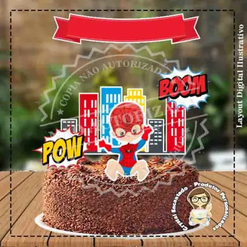 Topo de Bolo Super Heroi Baby - Ref 1238 Arquivo Digital