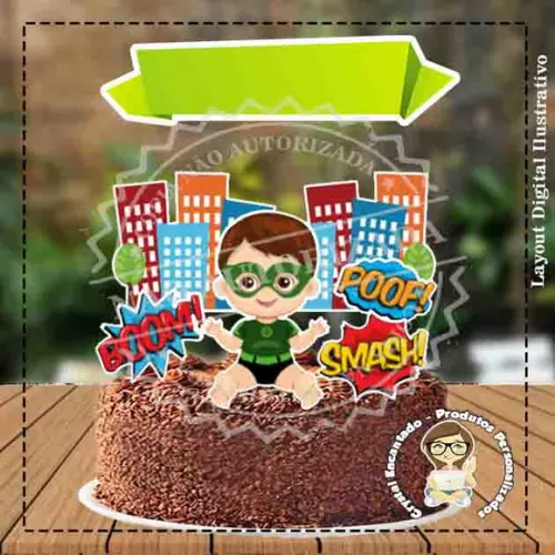 Topo de Bolo Super Heroi Baby - Ref 1239 Arquivo Digital