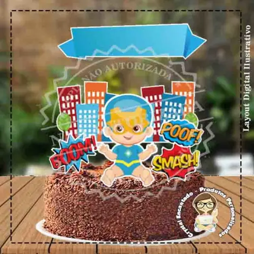 Topo de Bolo Super Heroi Baby - Ref 1246 Arquivo Digital