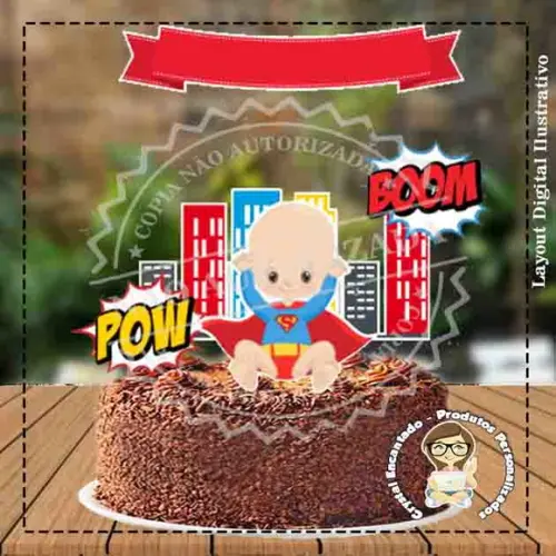 Topo de Bolo Super Heroi Baby - Ref 1248 Arquivo Digital