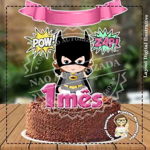 Topo de Bolo Super Heroi Baby Batgirl - 1241 Arquivo Digital